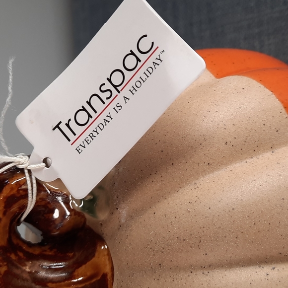 Ceramic Pumpkin Figure Tabletop Decor Fall Harvest Half Glazed Orange Na… - Picture 6 of 6